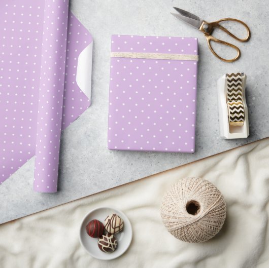 Papier Cadeau Micro pois blanc - Douce lilas (Artisanat)