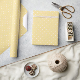 Papier Cadeau Micro pois blanc - jaune canari