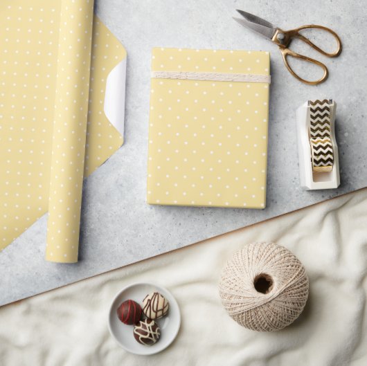 Papier Cadeau Micro pois blanc - jaune canari (Artisanat)