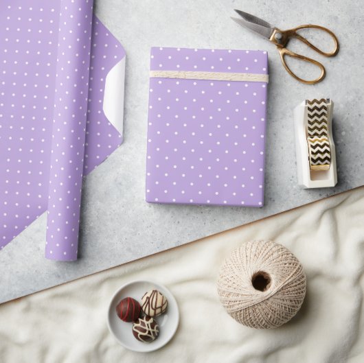 Papier Cadeau Micro pois blanc - Lavande tendre (Artisanat)