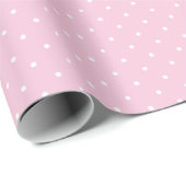 Papier Cadeau Micro pois blanc - Rose clair (Coin rond)