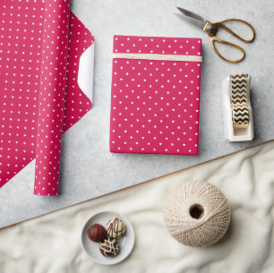 Papier Cadeau Micro Stars Blanc - Framboise
