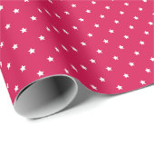 Papier Cadeau Micro Stars Blanc - Framboise (Coin rond)
