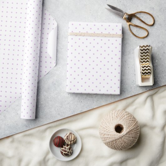 Papier Cadeau Micro Stars Soft Lilac - Blanc (Artisanat)