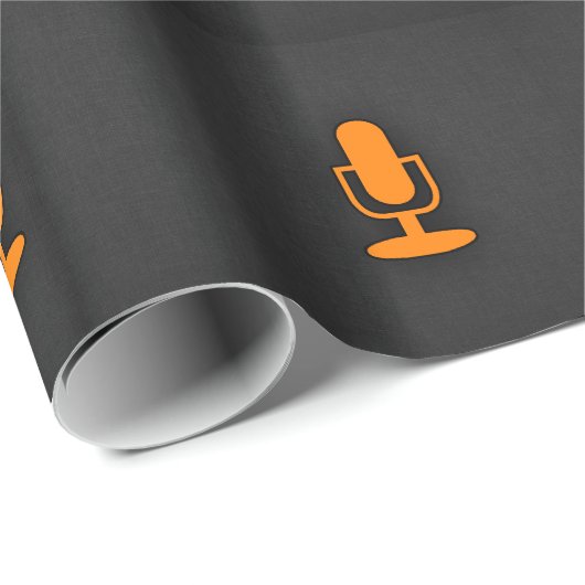 Papier Cadeau Microphone orange (Coin rond)