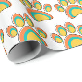 Papier Cadeau Mid Century Art moderne Chien Empreintes de pattes (Coin rond)