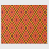Papier Cadeau Mid Century Brown Stars sur diamants rétro (Plat)