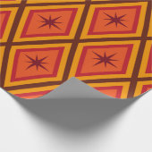 Papier Cadeau Mid Century Brown Stars sur diamants rétro (Coin)