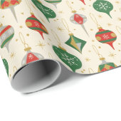 Papier Cadeau Mid-Century Christmas Ornaments (Coin rond)