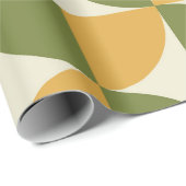 Papier Cadeau Mid Century Green Mustard yellow  Semi Circles  (Coin rond)