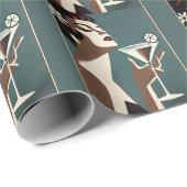 Papier Cadeau Mid Century Modern Art The Martini DIva (Coin rond)