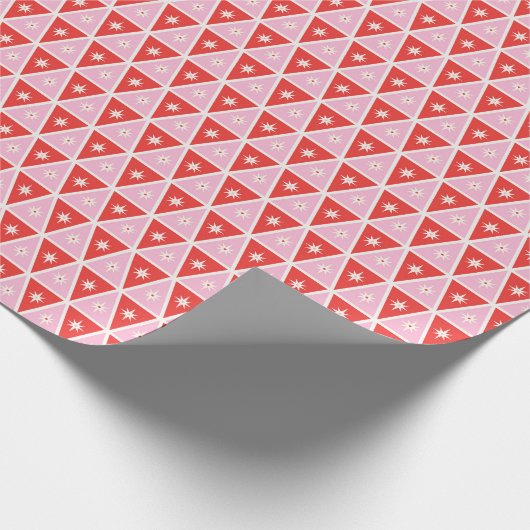 Papier Cadeau Mid Century moderne Noël rouge et rose Triangle (Coin)