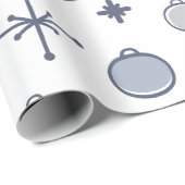 Papier Cadeau Mid Century Moderne Rétro Art de Noël Argent (Coin rond)