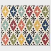 Papier Cadeau Mid Century Moderne Rétro Motif Starburst (Plat)
