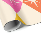 Papier Cadeau Mid-Century Moderne Starbursauts sur Diamants Rétr (Coin rond)