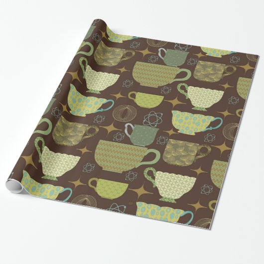 Papier Cadeau Mid Century Moderne Tea Brown (Déroulé)