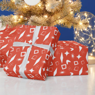 Papier Cadeau Mid Mod Atomique moderne Noël Rétro
