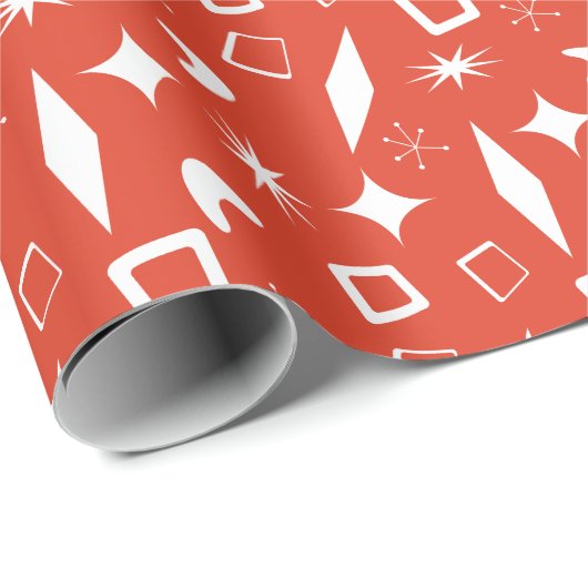 Papier Cadeau Mid Mod Atomique moderne Noël Rétro (Coin rond)