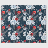 Papier Cadeau Midnight Blue Red Silver Grey Foliver Holiday (Plat)