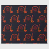 Papier Cadeau Midnight Hearth Médiéval - Orange et noir (Plat)