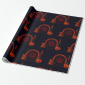 Papier Cadeau Midnight Hearth Médiéval - Orange et noir (Déroulé)
