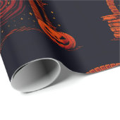 Papier Cadeau Midnight Hearth Médiéval - Orange et noir (Coin rond)