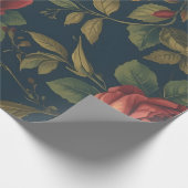 Papier Cadeau Midnight Victorian Floral – Yellow Lilies & Roses  (Coin)