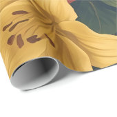 Papier Cadeau Midnight Victorian Floral – Yellow Lilies & Roses  (Coin rond)