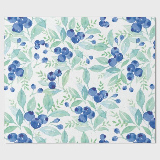 Papier Cadeau Midsummer Rustic Blueberry Berry Motif d'été (Plat)