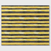 Papier Cadeau Miel Abeille Noir Or Jaune Noël (Plat)