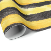 Papier Cadeau Miel Abeille Noir Or Jaune Noël (Coin rond)