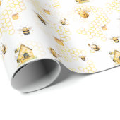 Papier Cadeau Miel Bee Baby shower neutre (Coin rond)