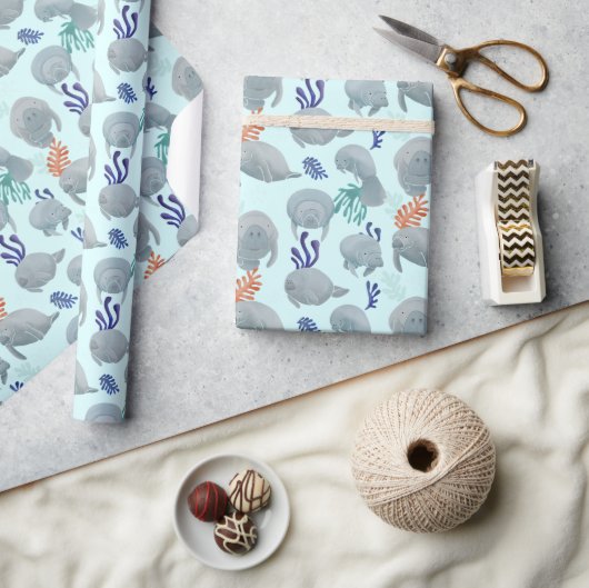 Papier Cadeau Mignées Manates Avec Motif Bulles (Artisanat)