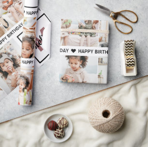 Papier Cadeau Mignon Ajoutez Votre Propre Photo Monogramme Joyeu