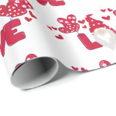 Papier Cadeau Mignon amour Valentines Jour Gnome Rouge Blanc (Coin rond)