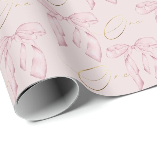 Papier Cadeau Mignon Arc Rose Un (Coin rond)