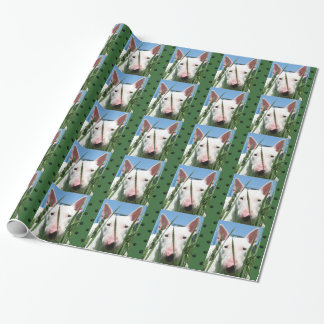 Papier Cadeau Mignon Bull Terrier Anglais #4 (Vert foncé)