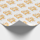 Papier Cadeau mignon chat gingembre avec fleurs (Coin)
