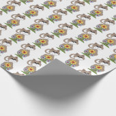 Papier Cadeau mignon chaton avec fleurs (Coin)