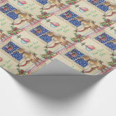 Papier Cadeau mignon chiot brun regardant père Noël traîner dans (Coin)