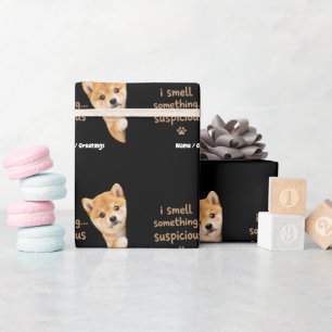 Papier Cadeau Mignon chiot Shiba Inu Citation drôle d'odeur Chie