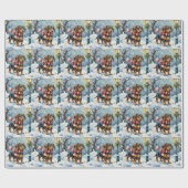 Papier Cadeau Mignon chiot teckel écharpe d'hiver confortable ar (Plat)