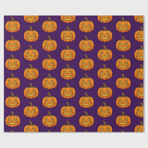 Papier Cadeau Mignon Citrouille Flamboyante Motif Halloween Emba