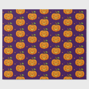 Papier Cadeau Mignon Citrouille Flamboyante Motif Halloween Emba