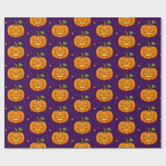 Papier Cadeau Mignon Citrouille Flamboyante Motif Halloween Emba