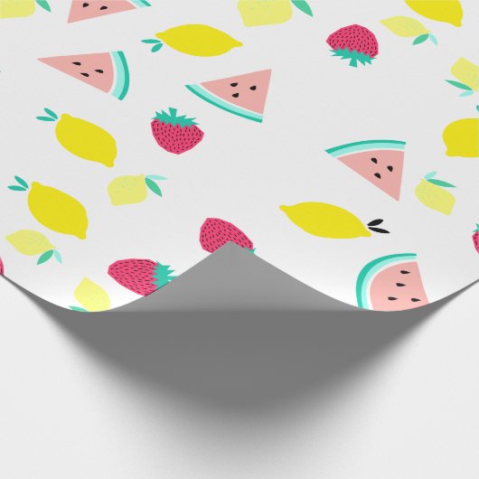 Papier Cadeau mignon coloré fruits d'été motif (Coin)