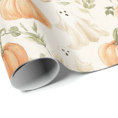 Papier Cadeau Mignon Halloween Citrouille Ghost (Coin rond)
