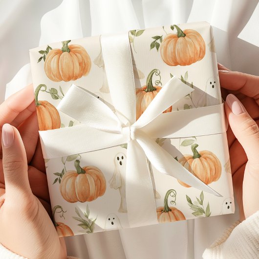 Papier Cadeau Mignon Halloween Citrouille Ghost