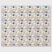 Papier Cadeau Mignon Kawaii Gros Chat de Dessin Animé Motif Sans (Plat)