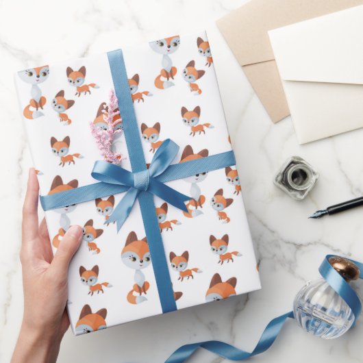 Papier Cadeau mignon maman bébé fox carrelé (Cadeaux)